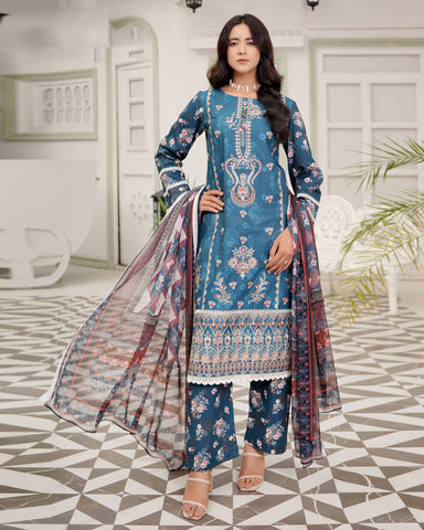 Designer Three Piece | Digital Printed Embroidered | Premium Khaddar