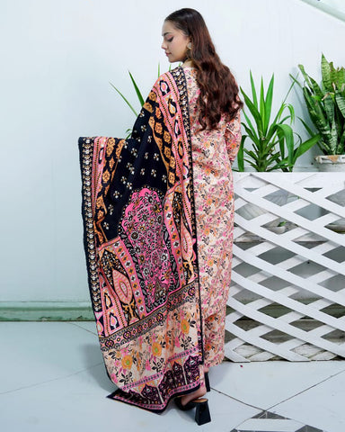 Designer Three Piece | Digital Printed Embroidered | Premium Khaddar