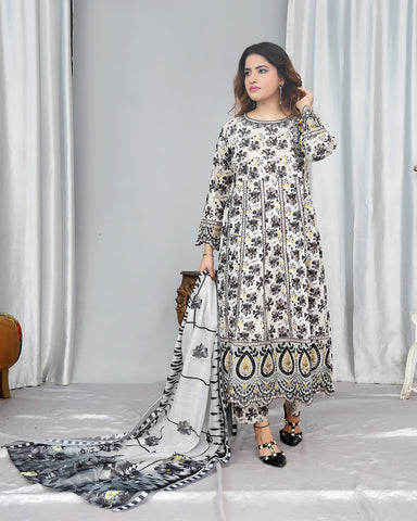 Designer Three Piece Frock | Masakali 9mm | Winter Cotton