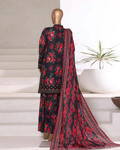 Embroidered Three Piece | Designer Printed - Malika | Winter Khaddar