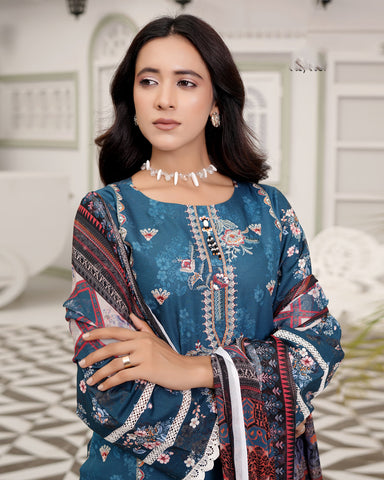 Designer Three Piece | Digital Printed Embroidered | Premium Khaddar