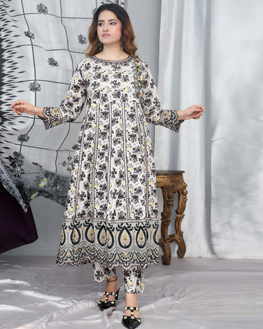 Designer Three Piece Frock | Masakali 9mm | Winter Cotton