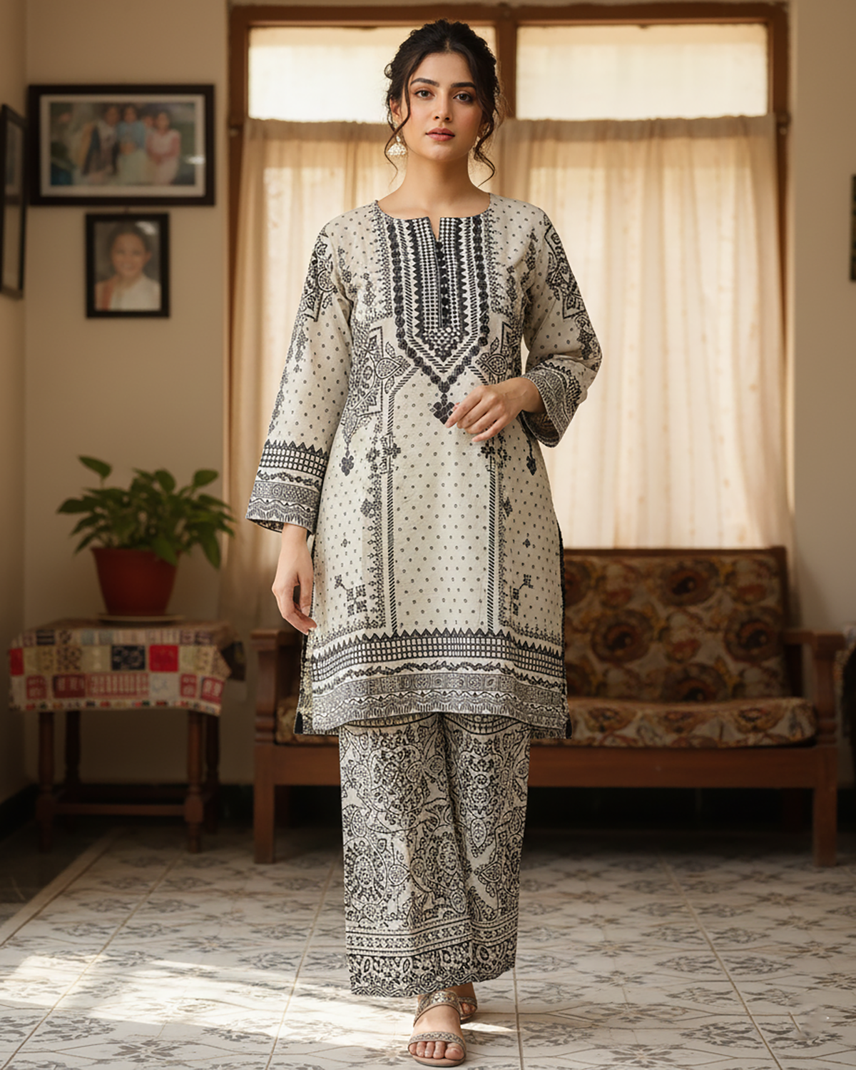 Designer CoOrds Two Piece | Digital Embroidered Prints | Soft Corduroy