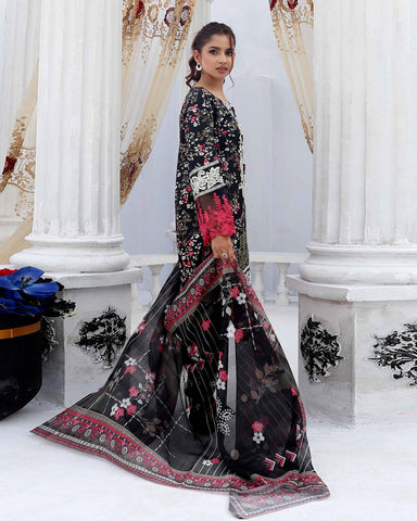 Designer Three Pieces | Embroidered Printed - RungRaiza | Winter Cambric Cotton