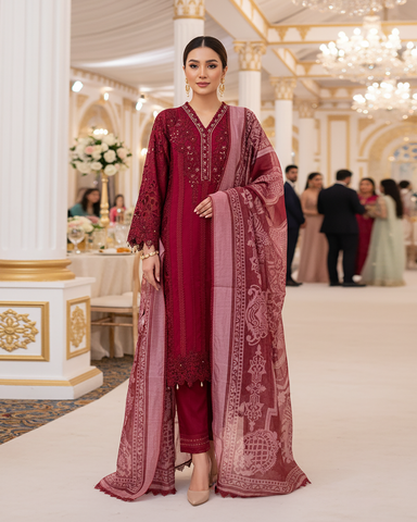Three Piece Formals | Festive Embroidered - Event Special | Premium Organza