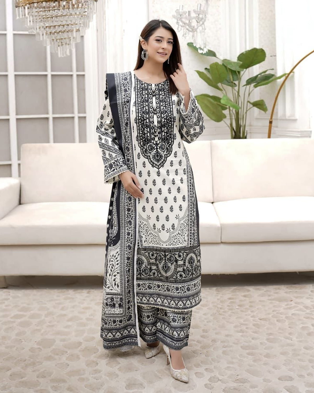 Embroidered Three Piece | Khushbu Printed Series | Luxury Winter Cotton