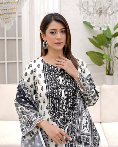 Embroidered Three Piece | Khushbu Printed Series | Luxury Winter Cotton