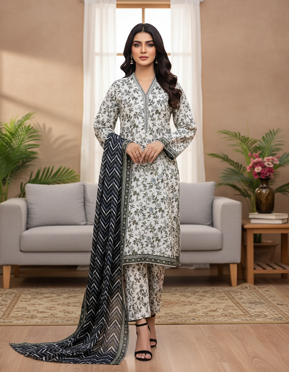 Printed Three Piece | Designer | Premium Khaddar
