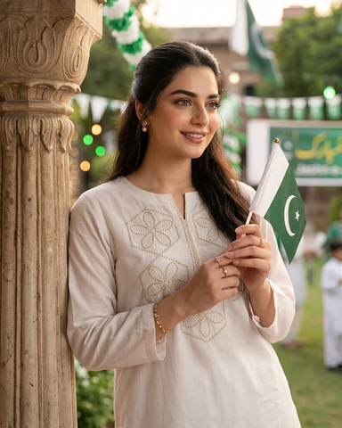 Designer Embroidered Shirt | Azadi Special | Cotton Lawn