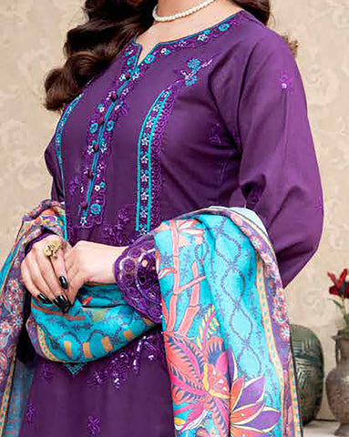 Designer Three Piece | Embroidered - Ashi | Luxury Khaddar