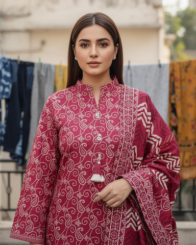 Printed Three Piece | Designer | Premium Khaddar