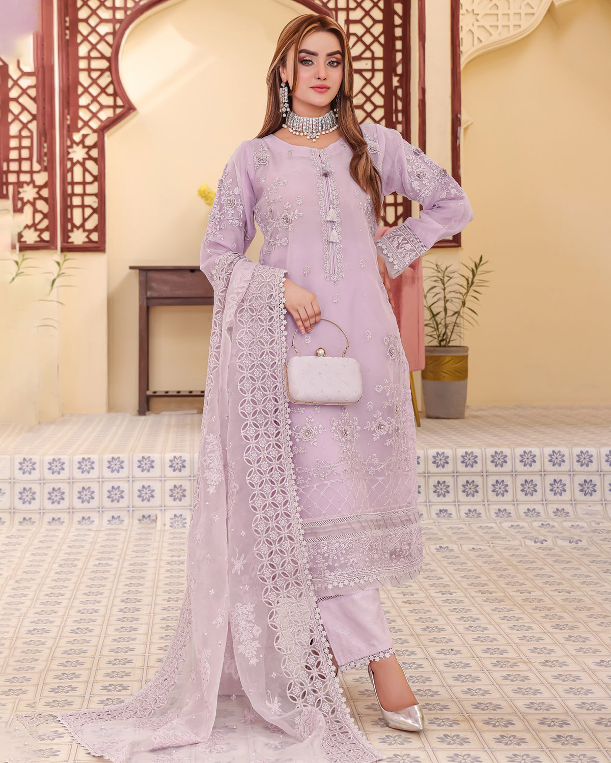 Three Piece Formals | Festive Embroidered - Eliana | Premium Organza