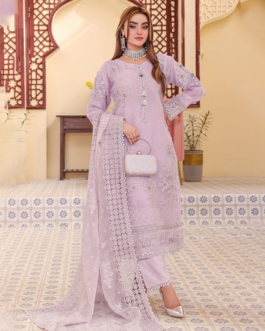 Three Piece Formals | Festive Embroidered - Eliana | Premium Organza