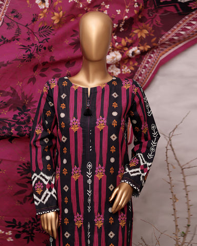 Digital Printed Three Piece | Designer "Hamna" | Soft Khaddar