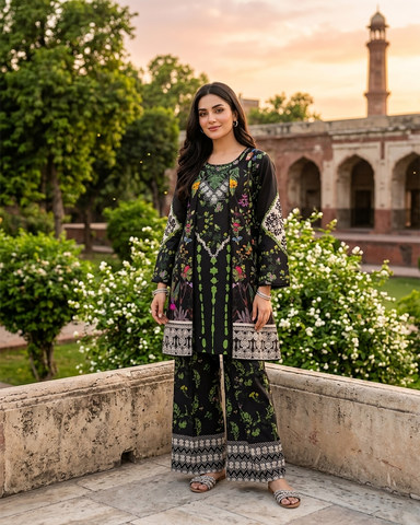 Designer Two Piece | Printed Co-Ord Set - Alyssa Gown | Premium Lawn