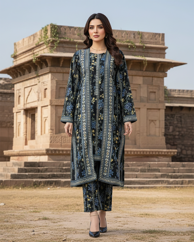 Digital Printed Two Piece | Gown-Inner-Bottom | Fusion-II | Khaddar