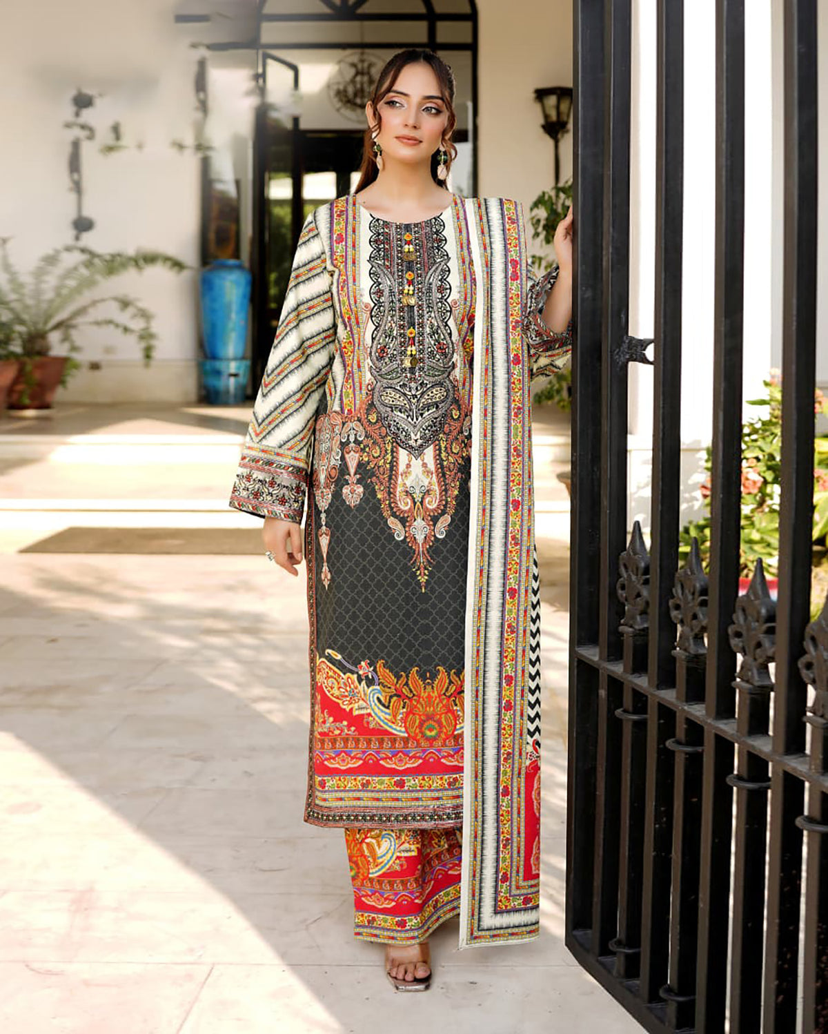 Embroidered Three Piece | Khushbu Printed Series | Luxury Winter Cotton
