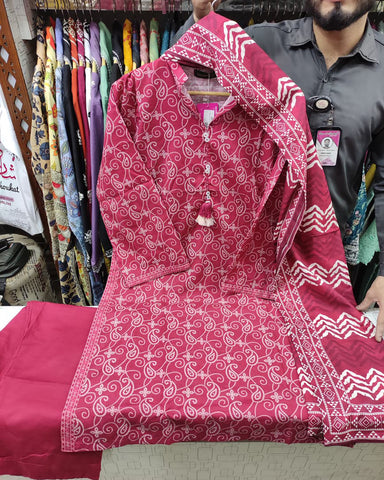 Printed Three Piece | Designer | Premium Khaddar