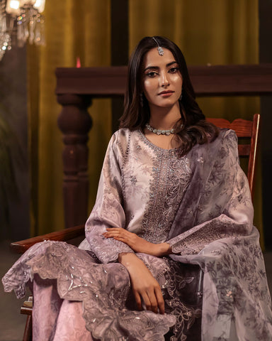 Three Piece Formals | Festive Embroidered - Jahira | Premium Organza