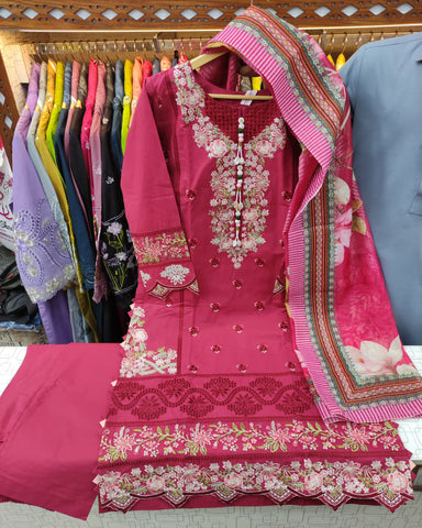 Designer Three Piece | Embroidered - Dhadkan | Khaddar Cotton