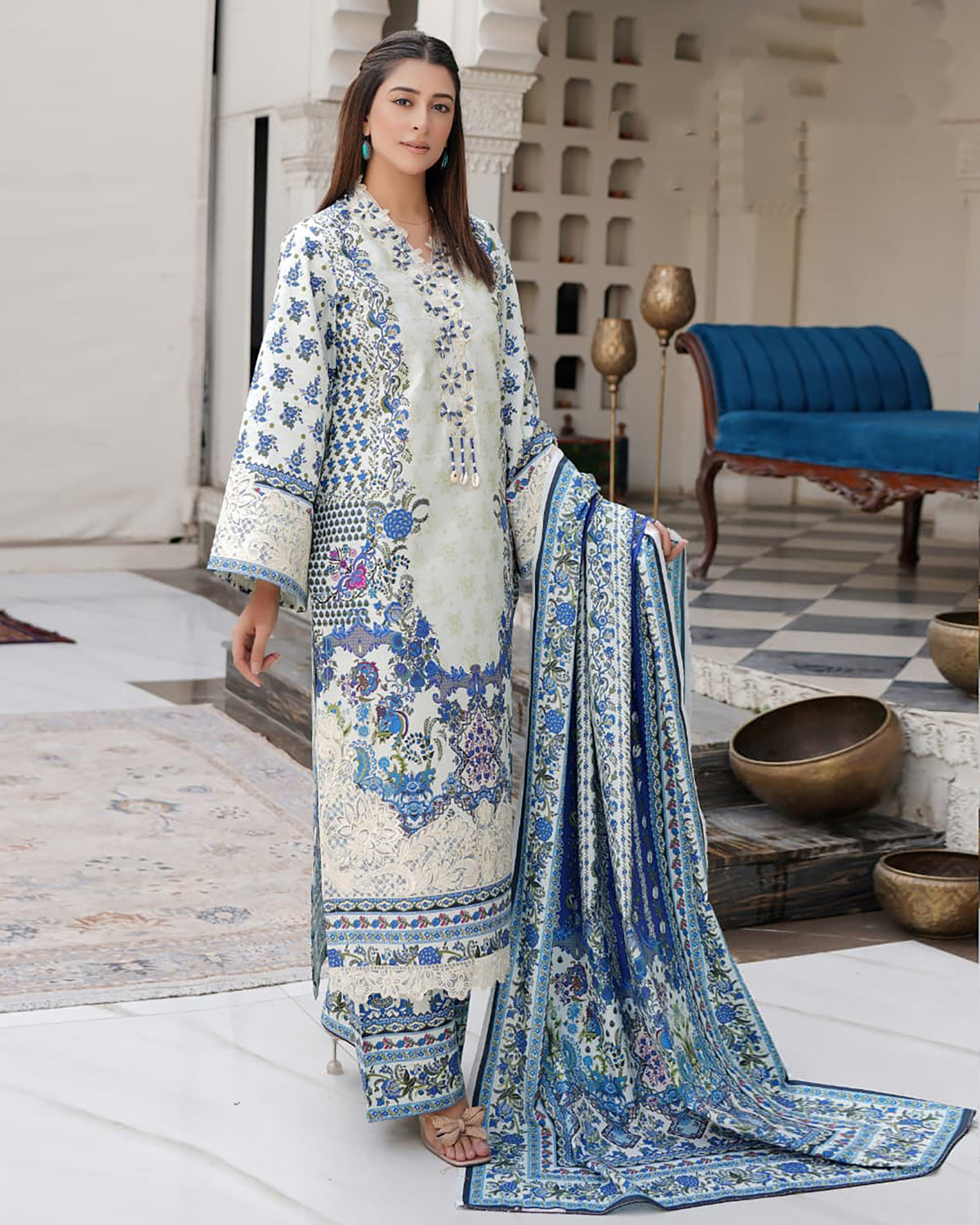 Designer Three Piece | Rangni Embroidered Series | Winter Cotton