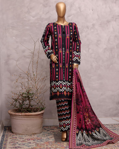 Digital Printed Three Piece | Designer "Hamna" | Soft Khaddar