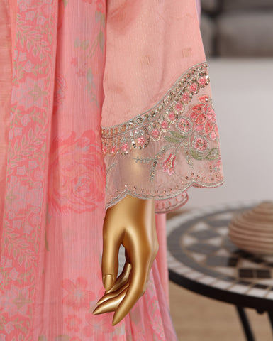 Three Piece | Fancy Embroidered Frock | Premium Jacquard