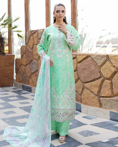 Designer Three Pieces | Embroidered-Mahay | Premium Printed Lawn