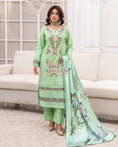 Designer Three Piece | Embroidered - Sadaf | Luxury Dhanak