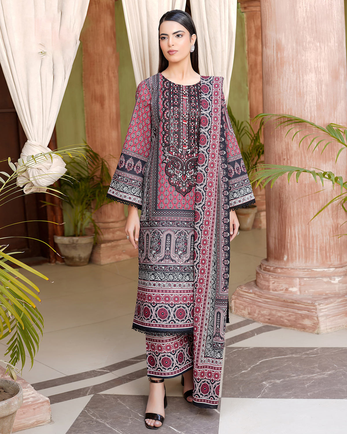 Embroidered Three Piece | Neck Patched Vol-V | Premium Luxury Lawn