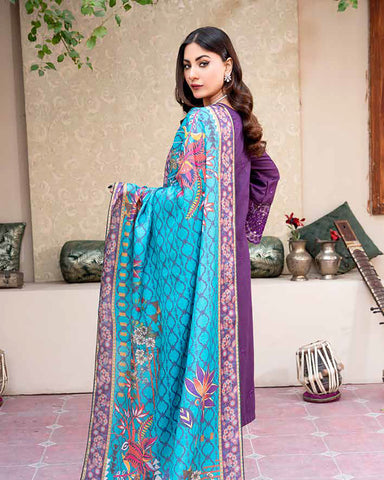 Designer Three Piece | Embroidered - Ashi | Luxury Khaddar