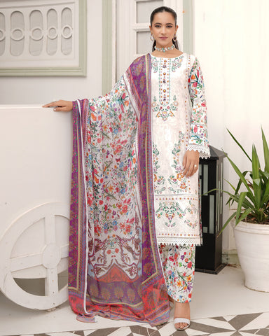 Designer Three Piece | Digital Printed Embroidered | Premium Khaddar