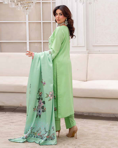 Designer Three Piece | Embroidered - Sadaf | Luxury Dhanak