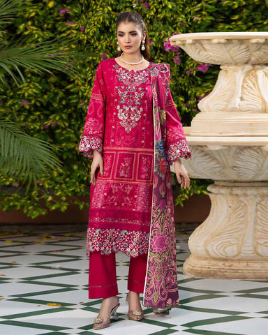 Designer Three Piece | Embroidered - Zouq 2 | Luxury Dhanak