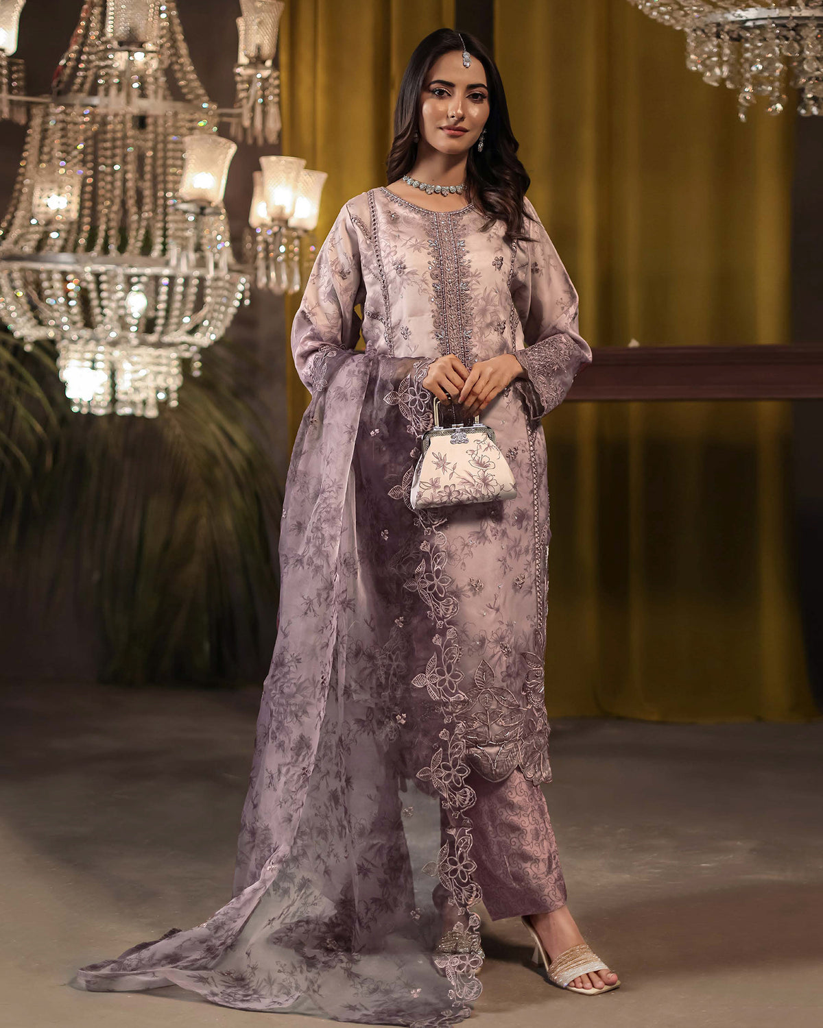 Three Piece Formals | Festive Embroidered - Jahira | Premium Organza