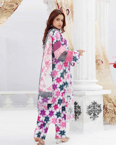 Designer Three Pieces | Embroidered Printed - RungRaiza | Winter Cambric Cotton