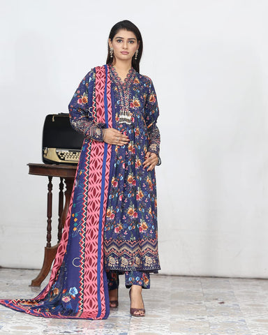 Designer Embroidered Three Piece Maxi/ Frock | Floral Printed | Bana Dora Marina