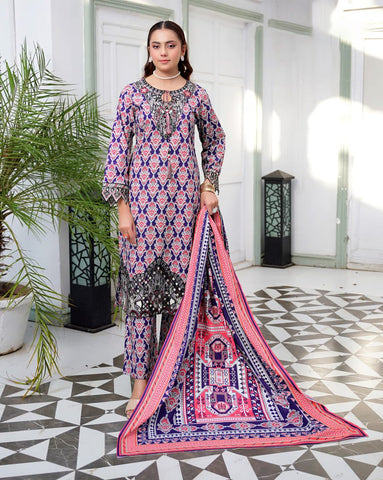 Designer Three Piece | Digital Printed Embroidered | Premium Khaddar