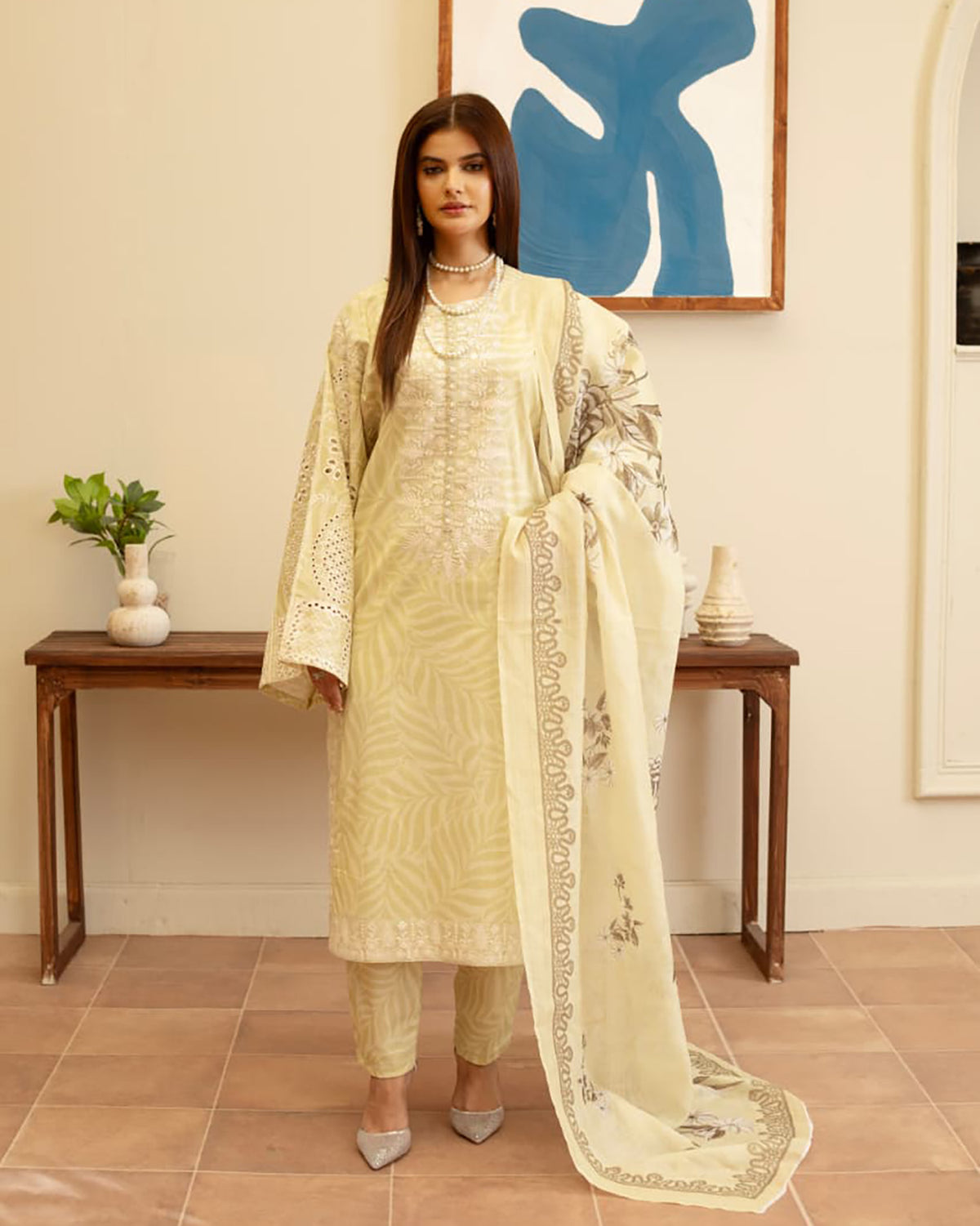 Designer Embroidered Three Piece | Elegant Style | Luxury Winter Cotton