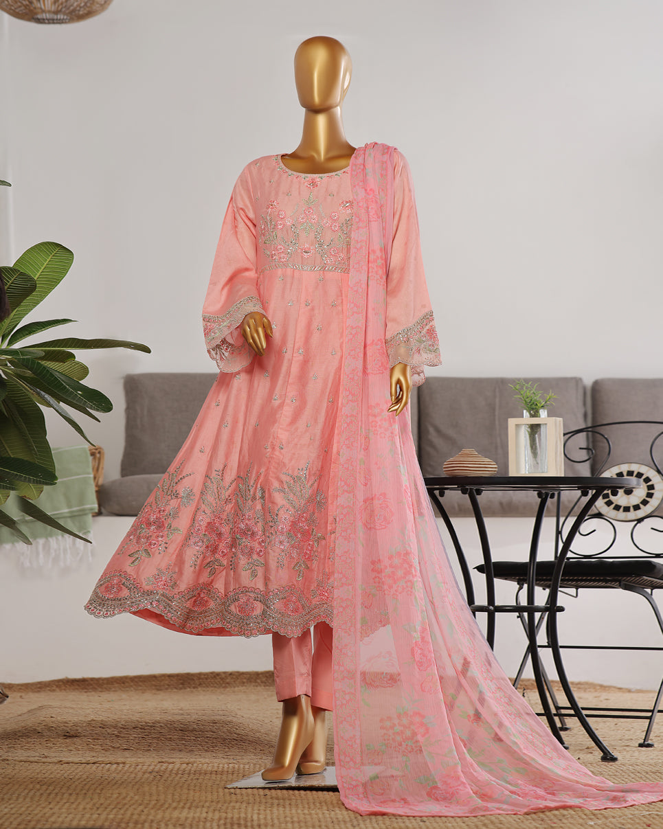 Three Piece | Fancy Embroidered Frock | Premium Jacquard