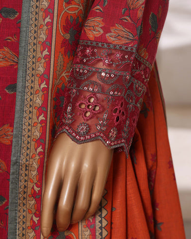 Embroidered Three Piece | Designer Printed - Malika | Winter Khaddar