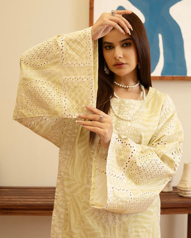 Designer Embroidered Three Piece | Elegant Style | Luxury Winter Cotton