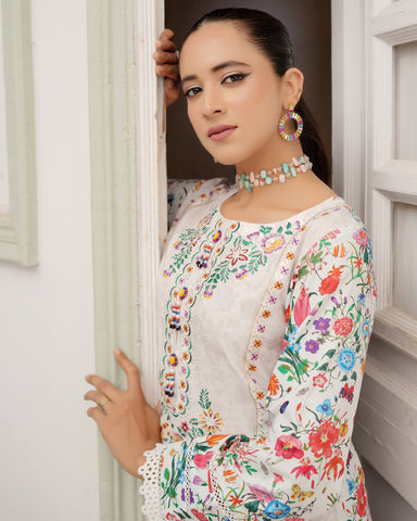 Designer Three Piece | Digital Printed Embroidered | Premium Khaddar