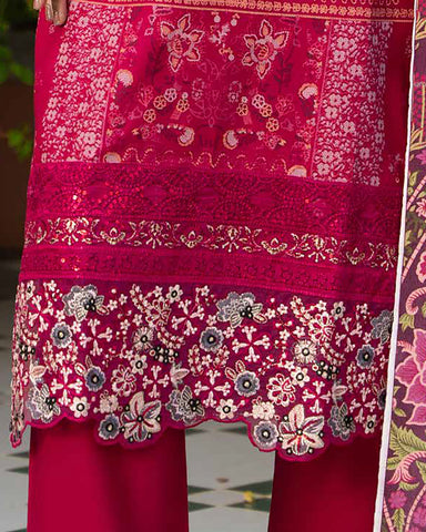 Designer Three Piece | Embroidered - Zouq 2 | Luxury Dhanak