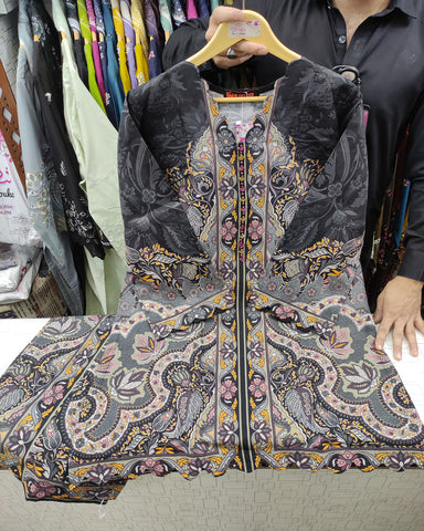 Designer CoOrds Two Piece | Digital Embroidered Prints | Soft Corduroy