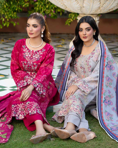 Designer Three Piece | Embroidered - Zouq 2 | Luxury Dhanak