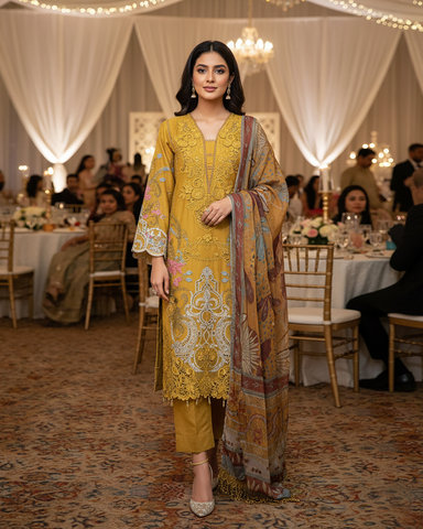Three Piece Formals | Festive Embroidered - Event Special | Premium Organza