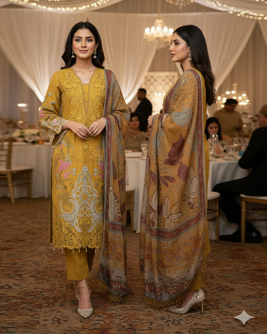 Three Piece Formals | Festive Embroidered - Event Special | Premium Organza