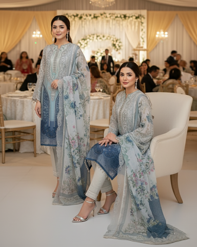 Three Piece Formals | Festive Embroidered - Event Special | Premium Organza