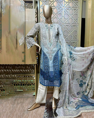 Three Piece Formals | Festive Embroidered - Event Special | Premium Organza
